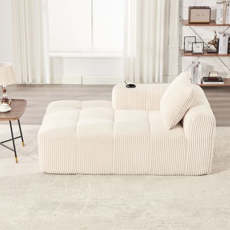 Canapé relax tissu corde sans montage assise moelleuse porte-gobelet rangement latéral salon (1/5)
