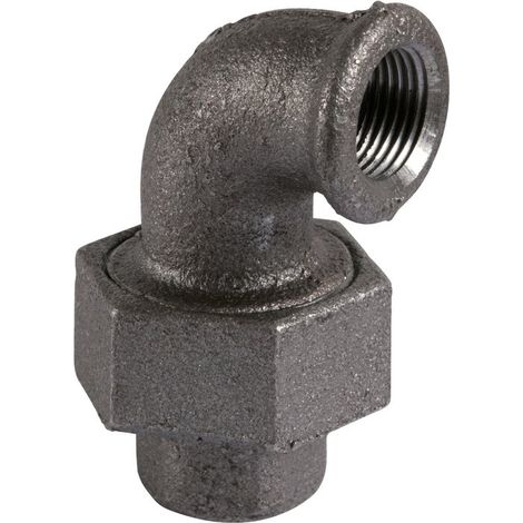 Raccord union fonte noire coudé 90° à visser - F 1'1/2 - N° 96