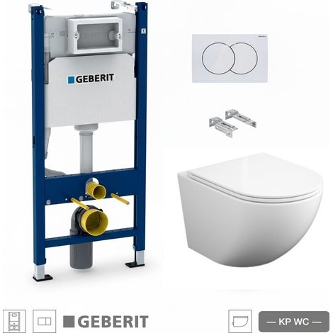Pack WC Bastidor GROHE Rapid SL con Cisterna Empotrada, Pulsador Delta 01 Blanco y WC Suspendido Round Smart 52 cm Tornado 3.0 de Koller Pool