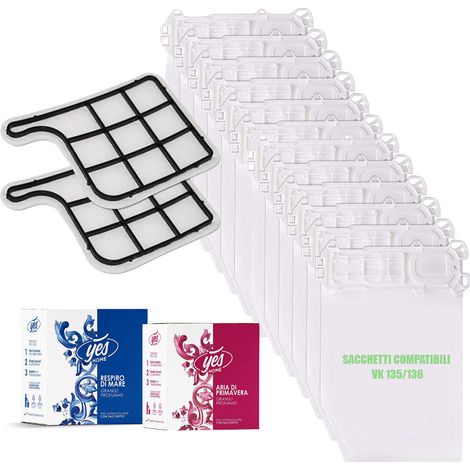Kit da 12 sacchetti premium, 3 profumi in grani, 2 filtri per folletto VK135-136 (1/5)