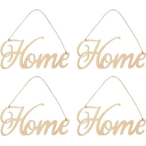 1 lot de 4 pendentifs décoratifs suspendus en bois sculpté creux représentant des lettres anglaises-24X11.5CM (1/3)