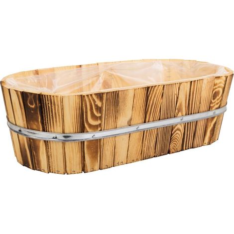 Cesto de madera y cuerda marrón 49x26x15 (1/5)