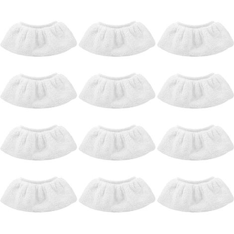 12 pieces microfiber cloths, white microfiber cloth accessories, compatible with most steam cleaners MUMU (1/4)