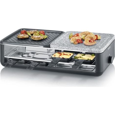 SEVERIN 2366 Raclette Black Line 8er m. 1/2 Stein 1/2 Antihaftplatte (1/5)