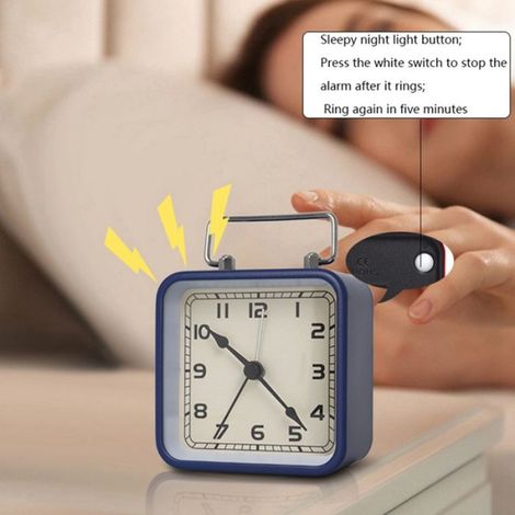 Réveil Carré en Métal, Horloge de Bureau Silencieuse, Horloge à Quartz Lumineuse pour Étudiants, Horloge Jaune (1/5)