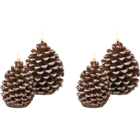 Conjunto de 4 decoraciones de Navidad LED para interiores vela accesorio de parafina marrón Ivresse