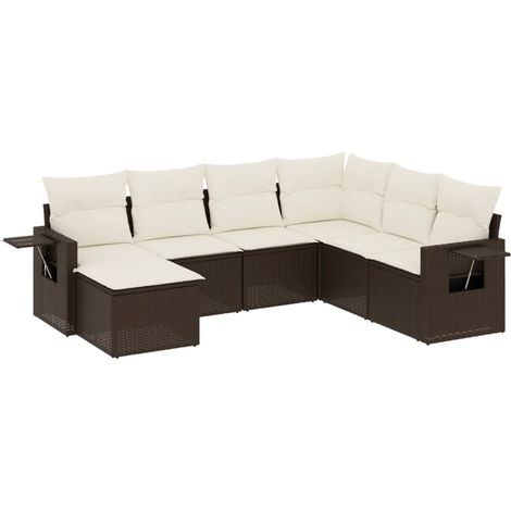 vidaXL Set Divani da Giardino 7 pz con Cuscini Marrone in (1/5)