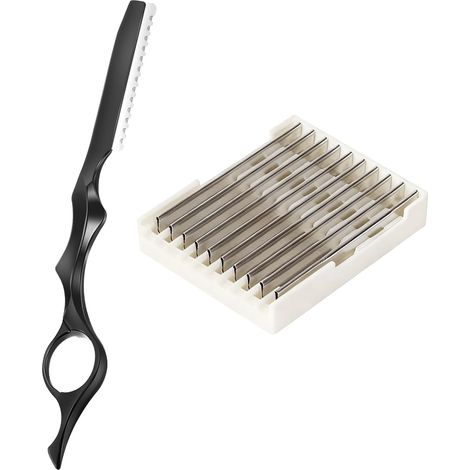 Ciseaux à Cheveux, Rasoir de Coiffure, Rasoir de Coupe avec 10 Lames de Rechange, Rasoir à Effiler Amincissant Anti-Pointes Fourchues, Tondeuse pour Cheveux et Barbe, Légers et Ergonomiques (1/5)