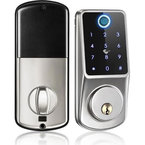 Serrure de porte intelligente Tuya Wifi Serrure De Maison Intellinte Avec Application À Distance Biométrique Empreinte Digitale Carte À Puce Mot De Passe Clé Déverrouiller Serrure De Porte Électroniqu (1/5)
