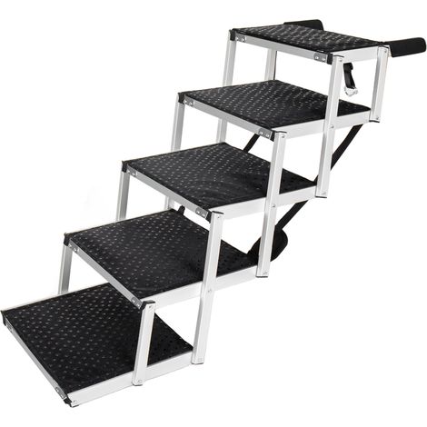Rampe pliable pour chien en aluminium avec 5 marches antidérapantes, poignée en mousse, capacité 110 kg (1/5)