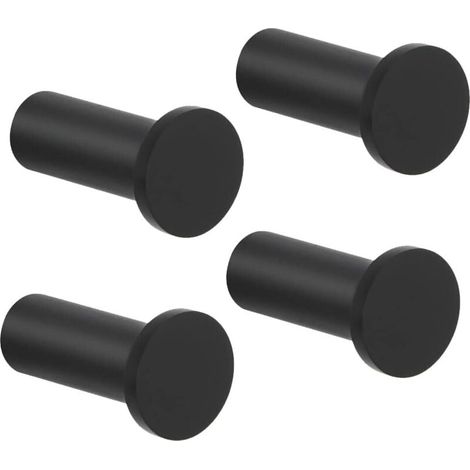 Lot de 4 crochets muraux ronds à visser, porte-serviettes robustes en acier inoxydable pour salle de bain, chambre, cuisine, entrée, 16 x 35 mm, noir (1/4)