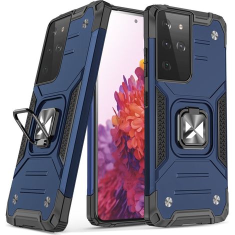 Wozinsky Ring Armor Hybrid-Schutzhülle + Magnethalterung für Samsung Galaxy S22 Ultra, Blau (1/5)