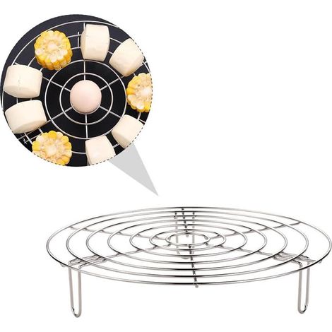 Griglia per torte - Griglia di raffreddamento - Ø 20 cm - Griglia a vapore in acciaio inox - Adatta al forno fino a 500°C - Supporto per teglie e griglia da forno - Lavabile in lavastoviglie - Argento (1/5)
