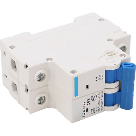 Disjoncteur miniature 2P 63A 400V 4500A, boîtier PA66, rail DIN, capacité de coupure élevée (1/5)
