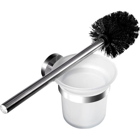 Porte-brosse WC exclusif en acier inoxydable - Ensemble de brosses WC-AquaForge (1/3)