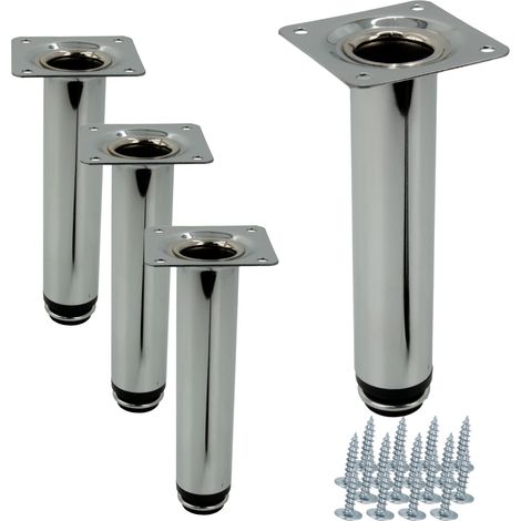 4 x Möbelfüße, gerade, silberfarben, Höhe 15 cm, höhenverstellbar (1/5)