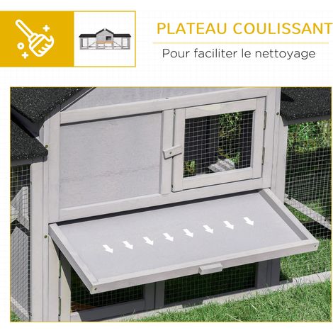 Clapier cage à lapins rongeurs clapier nain 2 étages toit bitumé intégral tiroir déjection bois massif pin pré-huilé (1/5)