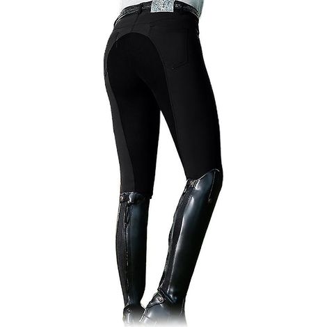 Damen-Reithose mit hohem Bund und elastischem Bund, schmale Passform, im Rennstil – Größe 3XL – Schwarz