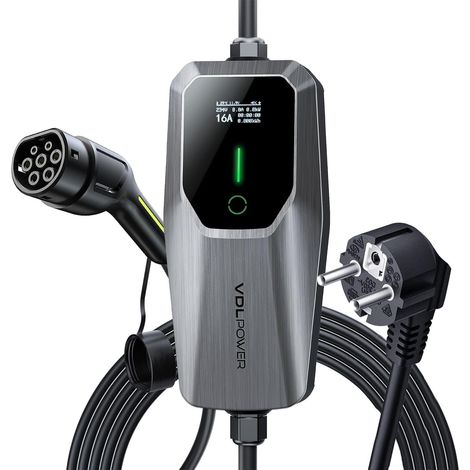 EV Charger Type 2, 3.6 kW, Car Charging Cable, Electric Vehicle Charger, 16 A, 5 m, Single Phase, EU Schuko, IP65 (IEC 62196-2) (1/5)