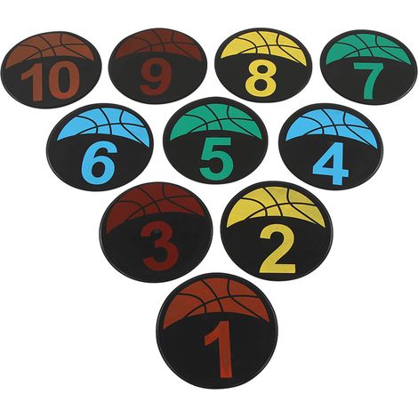 Cônes plats numérotés au sol, marqueurs de position numérotés de 1 à 10, pour l'entraînement de vitesse et d'agilité en football et basketball. (1/5)