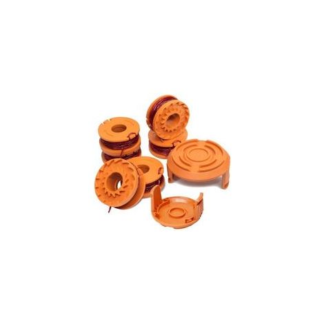 Bobine de rechange pour tondeuses à gazon WG163 WG155 WG180, compatible avec Worx WA0010/WA6531, couvercle d'alimentation automatique pour cordon de désherbage, cordon de tondeuse à gazon sans fil TON (1/4)
