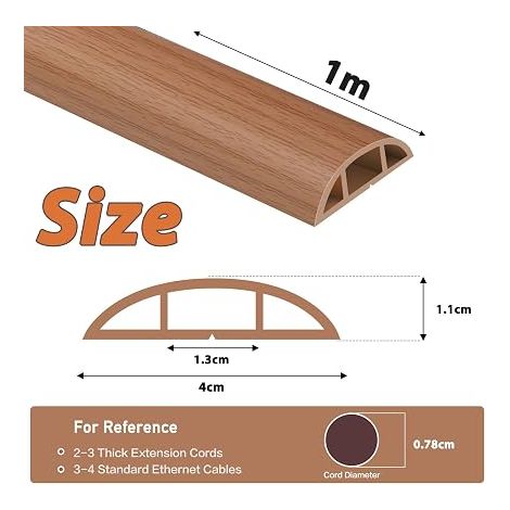 Flexible PVC Adhesive Floor Cable Duct for Office, Home, Warehouse, Concert (1 m x 4 cm, Yellow Wood Grain) (1/4)