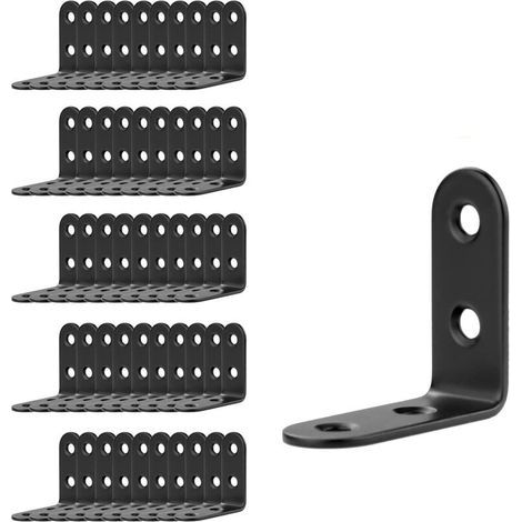 50pcs Renforts d'Angle en Inox Noir 40x40mm, Équerres de Fixation pour Réparation de Meubles (1/3)