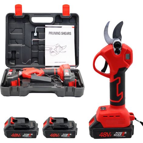 Sécateur électrique sans fil 800W – Capacité de coupe 50mm – Écran LCD – 2 batteries 2000mAh pour 2400 coupes – Moteur Brushless