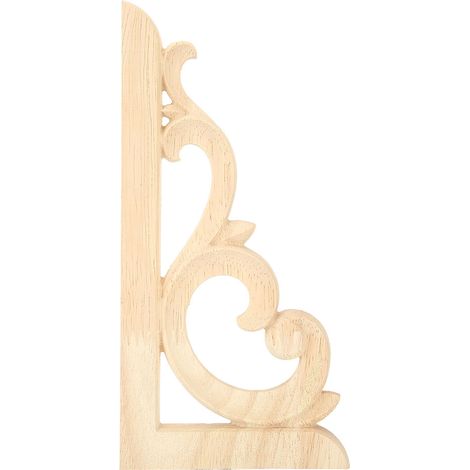 Lot de 2 appliques d'angle en bois sculpté non peintes, décoratives pour meubles. (1/5)