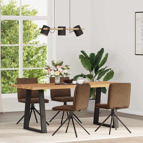 Esszimmerstühle 4 Stk. Braun Kunstleder in Wildleder-Optik (1/5)