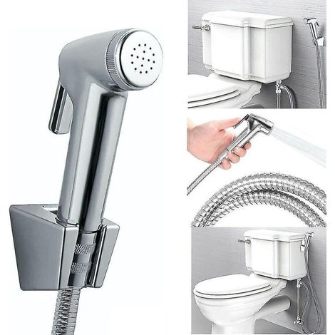 Robinet de douche hygiénique chromé pour bidet et douchette, style musulman. (1/4)