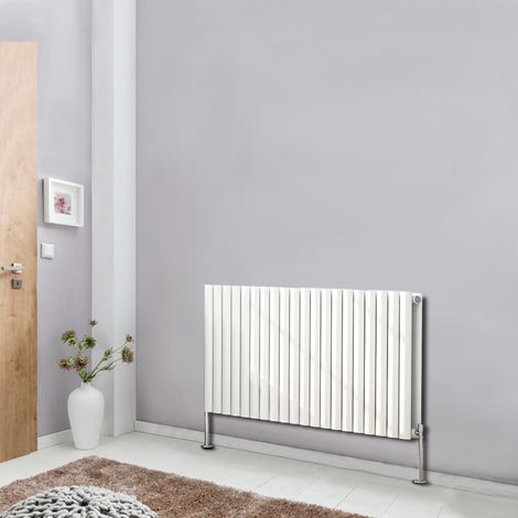 600x1180 Oval Column Designer Radiator Bathroom Central Heating Double White