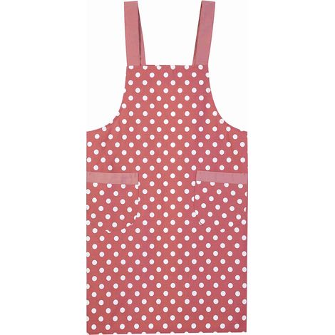 Tablier De Cuisine - Mélange Coton Lin Rouge À Pois - Pour Chef Maison Et Restaurant - 1 Pièce (1/5)