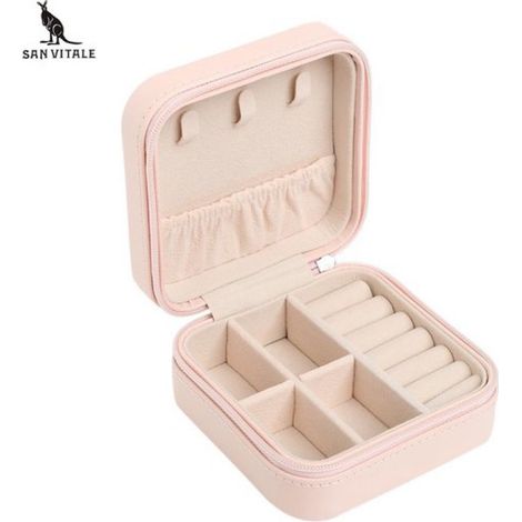 ® – Luxuriöses Schmuckkästchen – Modisches Schmuckkästchen – Schmuckkoffer – Ringe/Ohrringe/Halskette/Uhr – Damen/Mädchen – Reisegröße – Rosa (1/5)