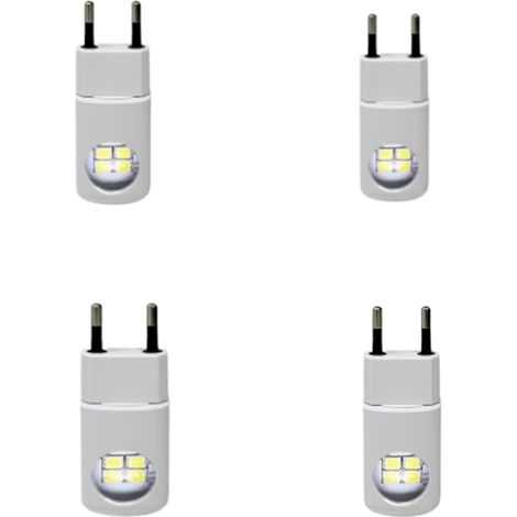 Veilleuse avec prise, applique murale LED, éclairage d'ambiance, intensité variable, éclairage de chambre - veilleuse - blanc - lumière blanc chaud - norme européenne - lot de 4 (1/5)
