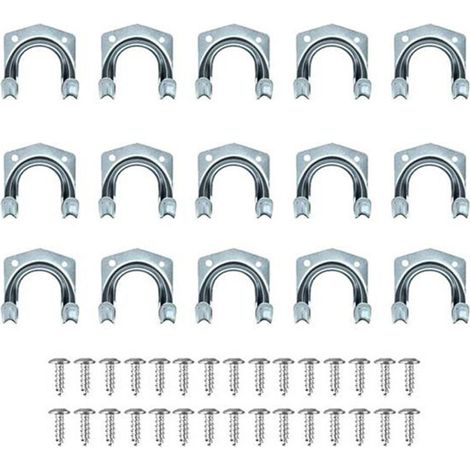 Crochets de rangement universels en métal galvanisé pour outils de jardin. lot de 15