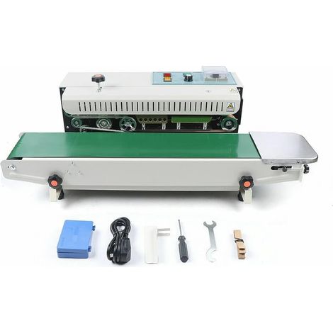 FR-900 Sealing Machine Automatic Horizontal Continuous Plastic Bag Band Sealer Machine 220V 500W Electric Packing Tool for Packaging and Sealing 6-12mm Sealing Width