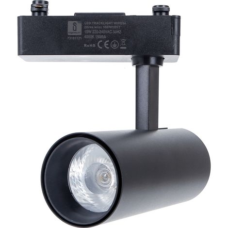 Faretto Led da binario 15W nero orientabile monofase Bianco neutro 4000K Aigostar