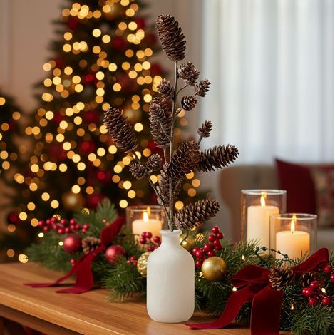 Ramo decorativo con pigne per decorazioni natalizie, da h 70 cm (1/4)