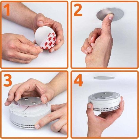 Plaque aimantée adhésive pour détecteur de fumée, 3 Supports magnétiques Autocollants, Mise en Place sans Perçage ni vis pour Tous Les détecteurs de fumée et alarmes Incendie-Fei Yu