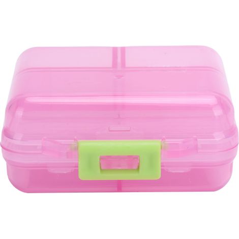 Distributeur de pilules portable 7 compartiments boîte de rangement avec couvercle étanche rose (1/5)