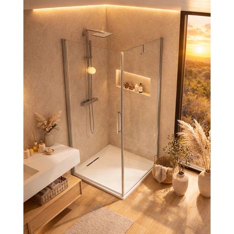 Exagonshop Box doccia 70x90 battente vetro temperato 6 mm 195 H