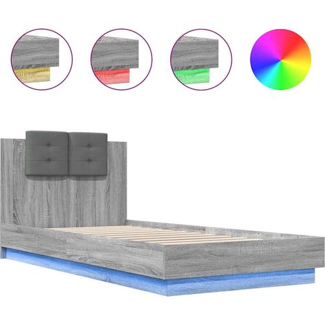 Maison Exclusive - Estructura de cama cabecero luces LED gris Son (1/5)