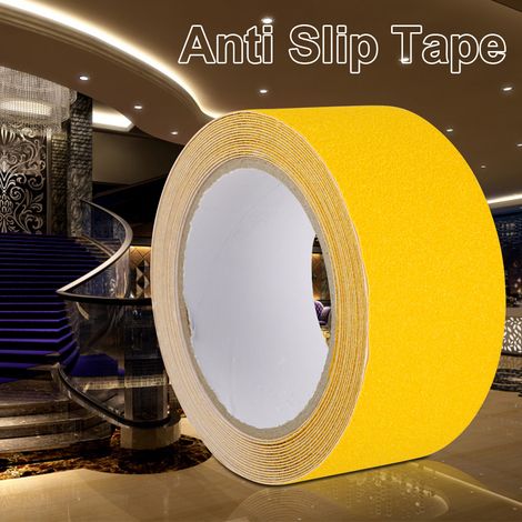 Bande adhésive antidérapante en PVC auto-adhésive de 5 cm x 5 m, résistante à l'usure, pour sols de sécurité (jaune)