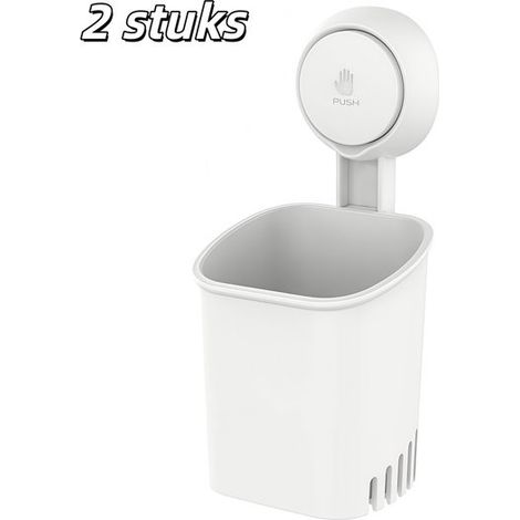 2 piezas, Ventosa fuerte, No requiere perforación, Montaje en pared, Estante para ducha, Desmontable, Autodrenante, baño y lavabo, Blanco (1/5)