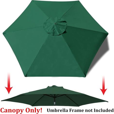 royaluxe -Couverture d'auvent de parasol d'extéri à 6 nervures de 9,8 pieds, dessus de couverture de remplacement, vert (housse uniquement) (1/5)