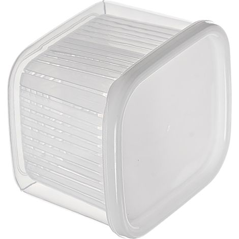 Boîte de rangement fruits et légumes pour réfrigérateur 2 compartiments avec panier amovible pour oignon gingembre ail transparente en plastique (1/5)