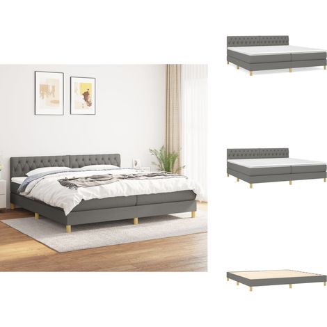 Boxspringbett mit Matratze Dunkelgrau 200x200 cm Stoff - Boxspringbett - Doppelbett - Bettenrahmen - Matratze - Nachttisch (1/5)