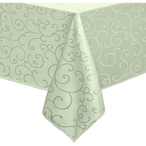 Abwaschbare Tischdecke 100x140 cm Hellgrün mit Jacquard-Muster