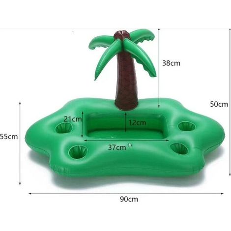 Schwimmende Poolbar – Aufblasbares, schwimmendes Tablett mit Getränkehaltern und dekorativer Palme, ideal für Pools, Strände und Urlaub (1/5)